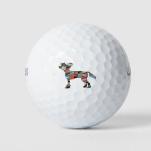 Chinese Crested Dog Breed Geo Silhouette Plaid Golf Balls