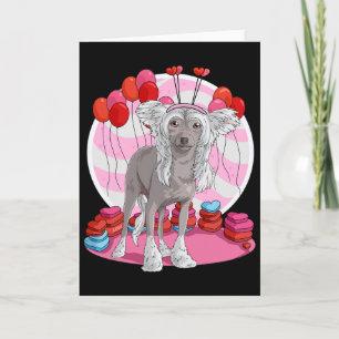 Chinese Crested Dog Heart Valentine Day Decor Gift Card
