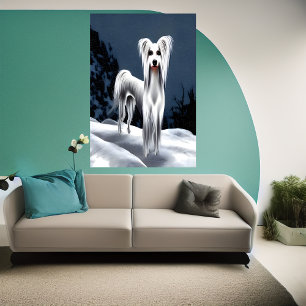 Chinese-crested-dog in the mountain    AI Art  Poster