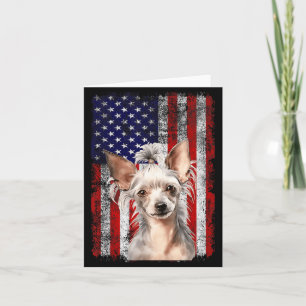 Chinese Crested Dog Lover Flag 4th of July Card
