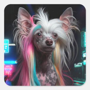 Chinese Crested Dog - Neon City Night Sticker
