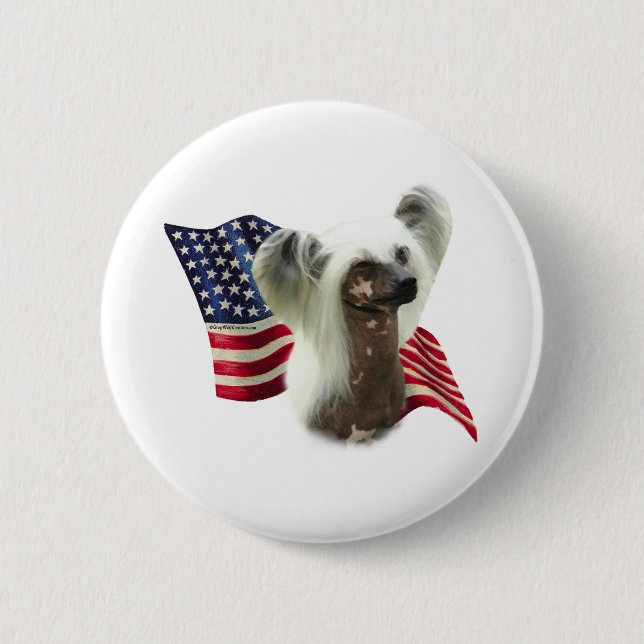 Chinese Crested Flag - Button (Front)