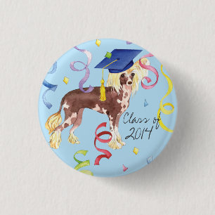 Chinese Crested Graduate 3 Cm Round Badge