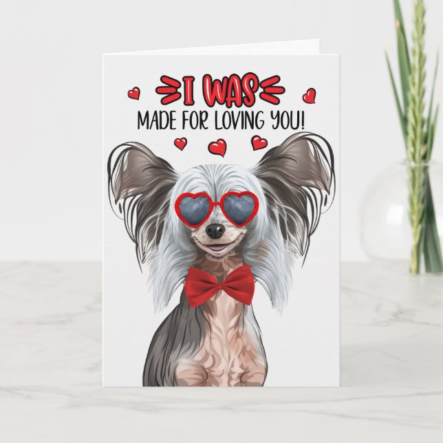Chinese Crested Hairless Dog Loving You Valentine Holiday Card (Front)
