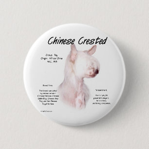 Chinese Crested (hairless) History Design 6 Cm Round Badge