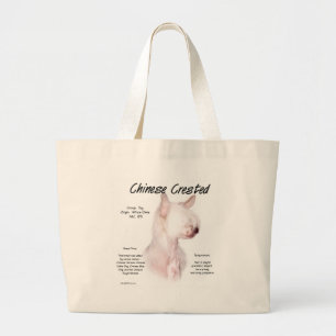 Chinese Crested (hairless) History Design Large Tote Bag