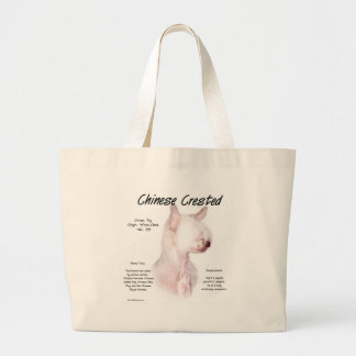 Chinese Crested (hairless) History Design Large Tote Bag