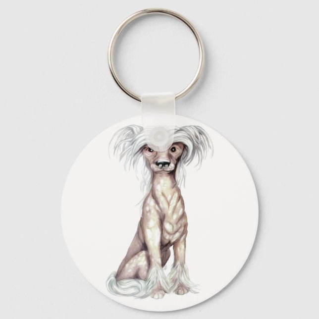 Chinese Crested Hairless Key Ring (Front)