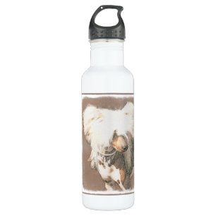 Chinese Crested Hairless Painting Original Dog Art 710 Ml Water Bottle