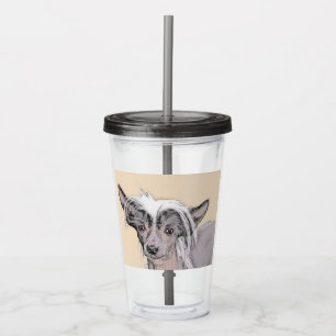 Chinese Crested Hairless Painting Original Dog Art Acrylic Tumbler