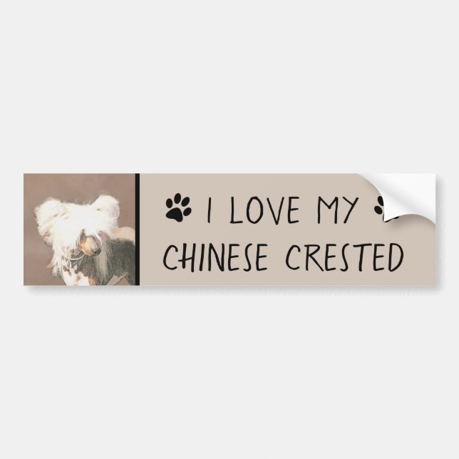 Chinese Crested Hairless Painting Original Dog Art Bumper Sticker (Front)