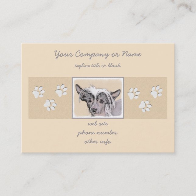 Chinese Crested Hairless Painting Original Dog Art Business Card (Front)