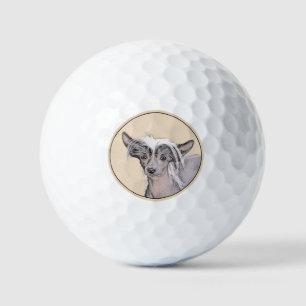 Chinese Crested Hairless Painting Original Dog Art Golf Balls