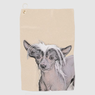 Chinese Crested Hairless Painting Original Dog Art Golf Towel