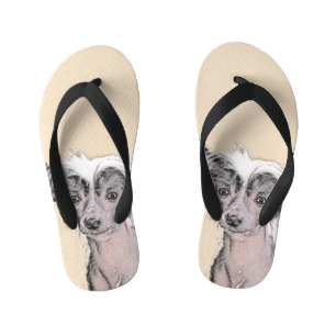 Chinese Crested Hairless Painting Original Dog Art Kid's Flip Flops