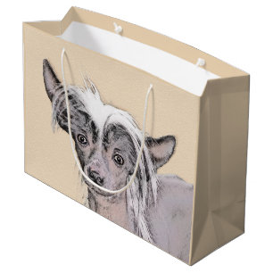 Chinese Crested Hairless Painting Original Dog Art Large Gift Bag