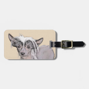 Chinese Crested Hairless Painting Original Dog Art Luggage Tag
