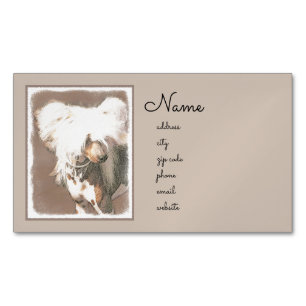 Chinese Crested Hairless Painting Original Dog Art Magnetic Business Card
