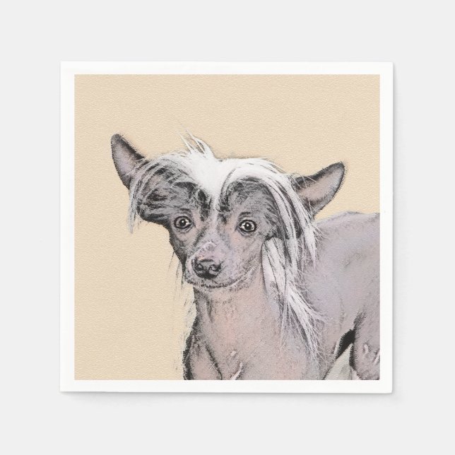 Chinese Crested Hairless Painting Original Dog Art Napkin (Front)