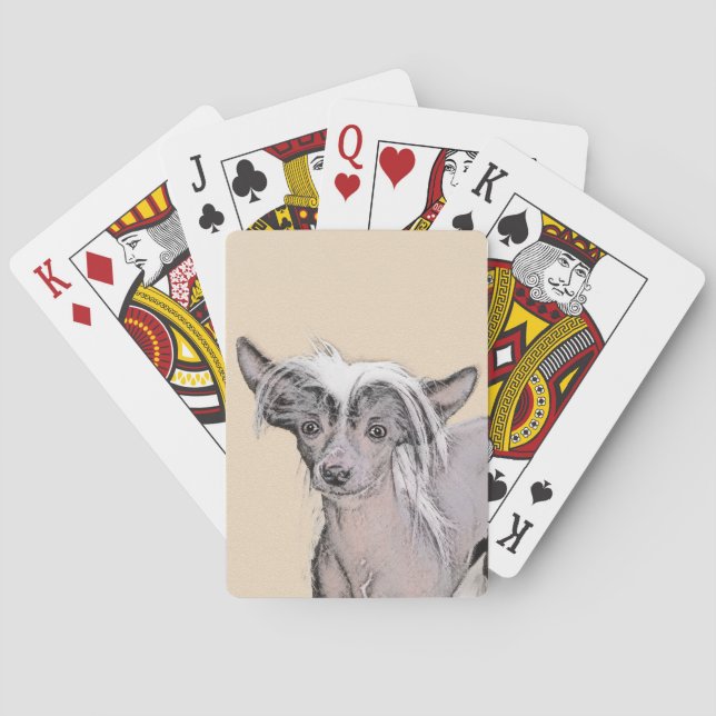 Chinese Crested Hairless Painting Original Dog Art Playing Cards (Back)