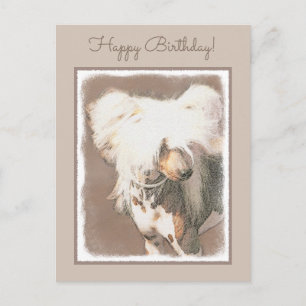 Chinese Crested Hairless Painting Original Dog Art Postcard