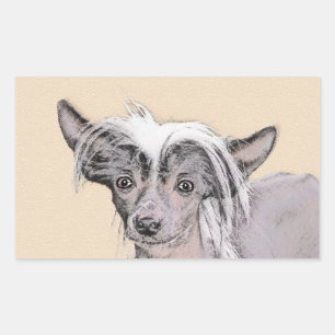 Chinese Crested Hairless Painting Original Dog Art Rectangular Sticker