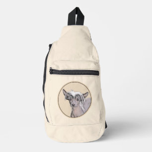 Chinese Crested Hairless Painting Original Dog Art Sling Bag