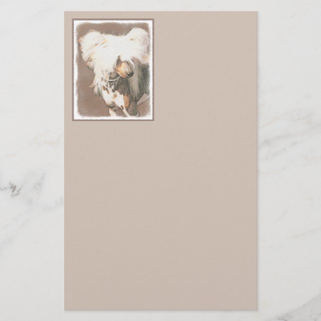Chinese Crested Hairless Painting Original Dog Art Stationery (Front)