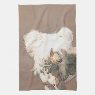 Chinese Crested Hairless Painting Original Dog Art Tea Towel