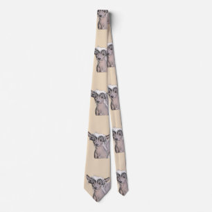 Chinese Crested Hairless Painting Original Dog Art Tie