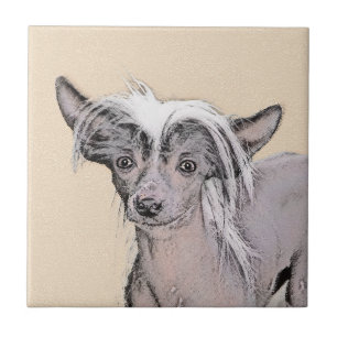 Chinese Crested Hairless Painting Original Dog Art Tile