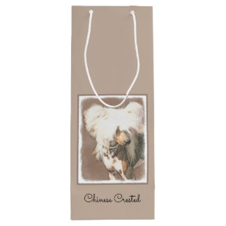 Chinese Crested Hairless Painting Original Dog Art Wine Gift Bag
