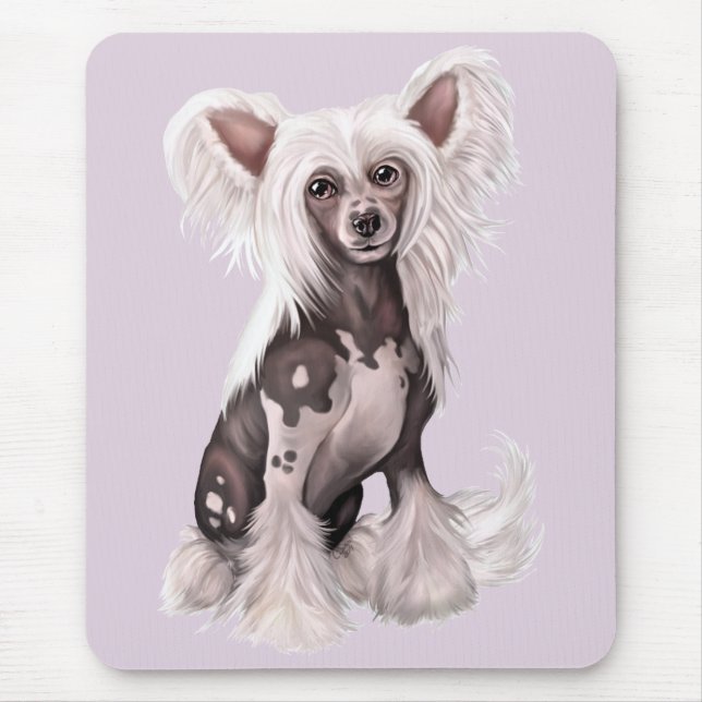 Chinese Crested Hairless Sit Mouse Mat (Front)