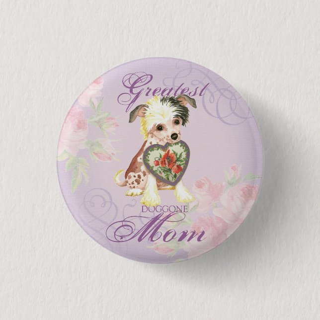 Chinese Crested Heart Mum 3 Cm Round Badge (Front)