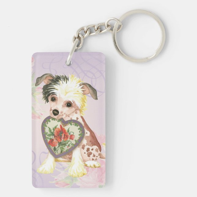 Chinese Crested Heart Mum Key Ring (Back)