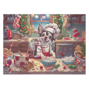 Chinese Crested Holiday Baking: Festive Christmas Tablecloth