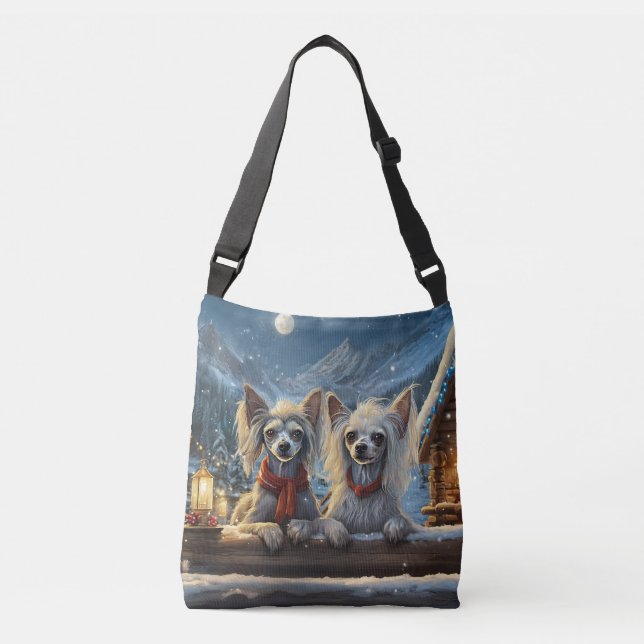 Chinese Crested Holiday Design By Rich AMeN Gill Crossbody Bag (Front)