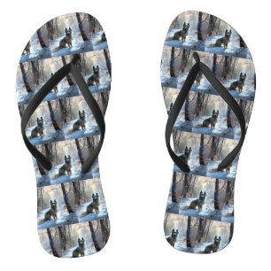 Chinese Crested Let It Snow Christmas Flip Flops
