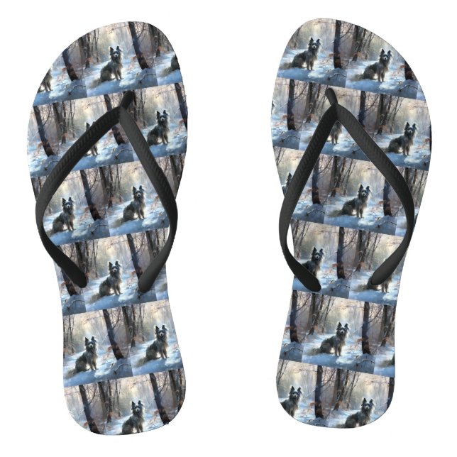 Chinese Crested Let It Snow Christmas Flip Flops (Footbed)
