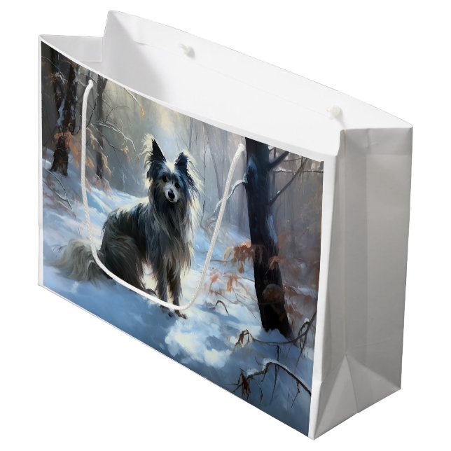 Chinese Crested Let It Snow Christmas Large Gift Bag (Front Angled)