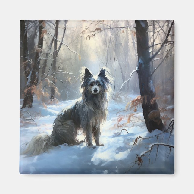 Chinese Crested Let It Snow Christmas Magnet (Front)