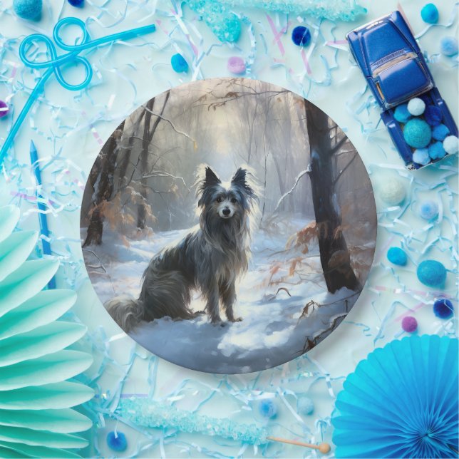 Chinese Crested Let It Snow Christmas Paper Plate (Party)