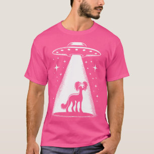 Chinese Crested Mum Dad Dog - Funny Alien Ufo T-Shirt