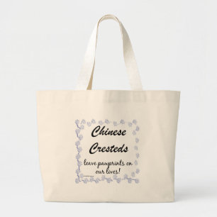Chinese Crested Pawprints Large Tote Bag