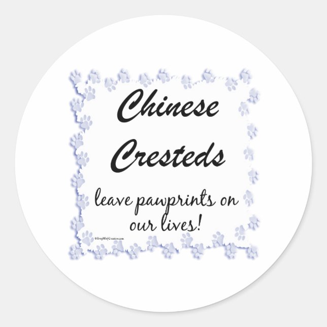 Chinese Crested Pawprints Sticker (Front)