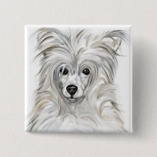 Chinese Crested Powder Puff 15 Cm Square Badge