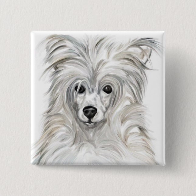 Chinese Crested Powder Puff 15 Cm Square Badge (Front)