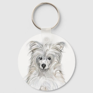 Chinese Crested Powder Puff Key Ring