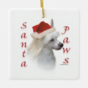 Chinese Crested (powder) Santa Paws Ceramic Ornament
