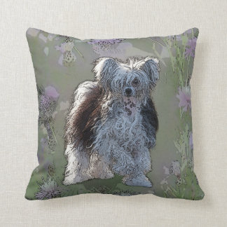 Chinese crested powderpuff dog pillow